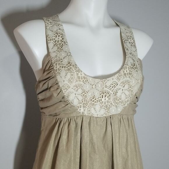 Molly New York Shimmer Linen Blend Dress with Lace Size 6 - Picture 2 of 8